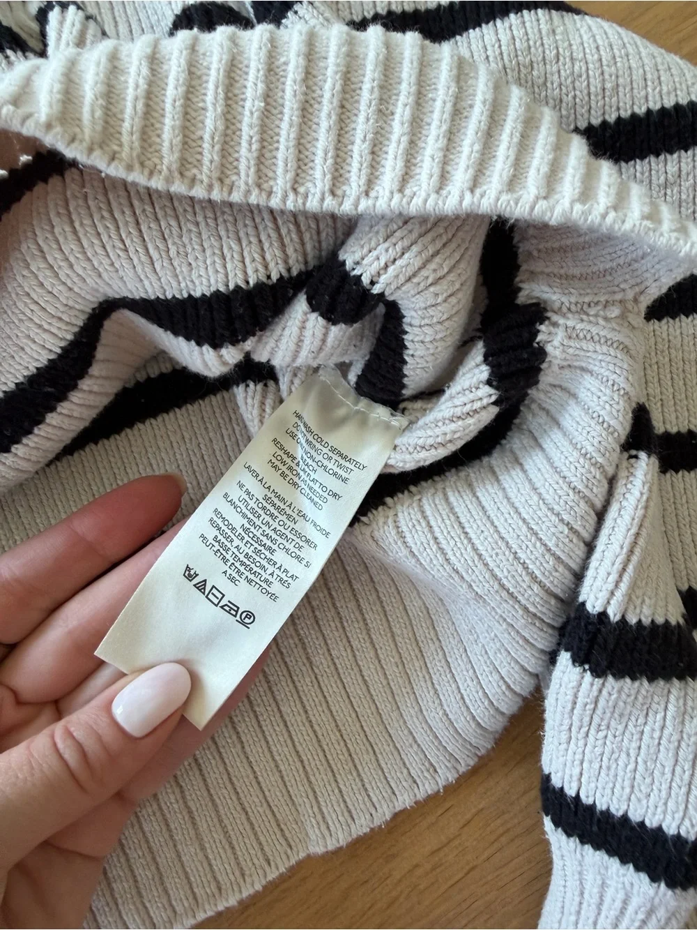 Free People Cropped Striped Crewneck Sweater - Cream with Black Stripes XS